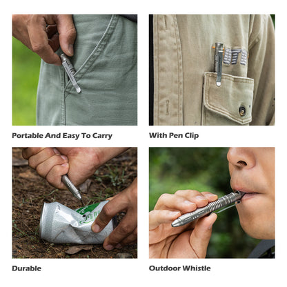 Boundless Voyage Titanium Multifunctional Pen 3-in-1 Outdoor Whistle + Car Window Breaker + Survival Self-Defense Tool