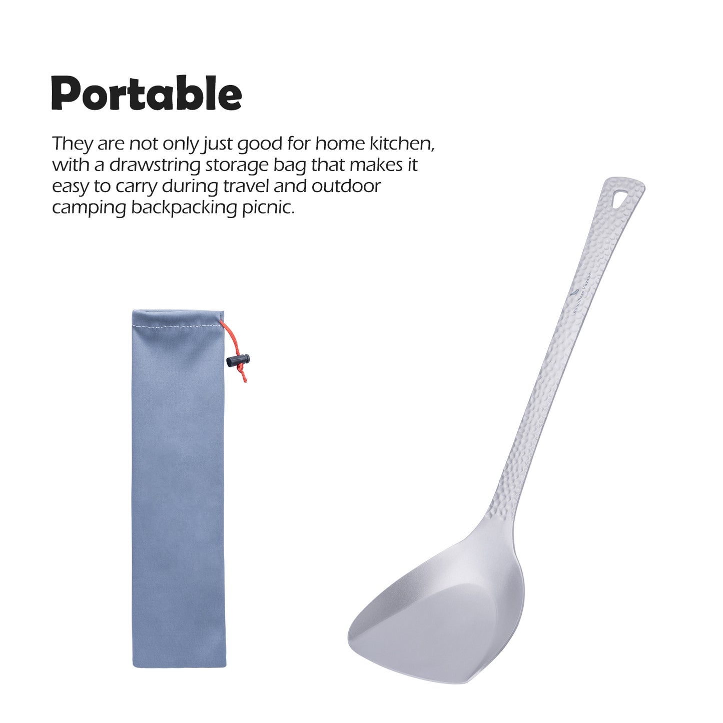 Boundless Voyage Titanium Spatula Food Turner with Embossed Handle – Lightweight Cooking Utensil for Camping, Travel & Home Kitchen