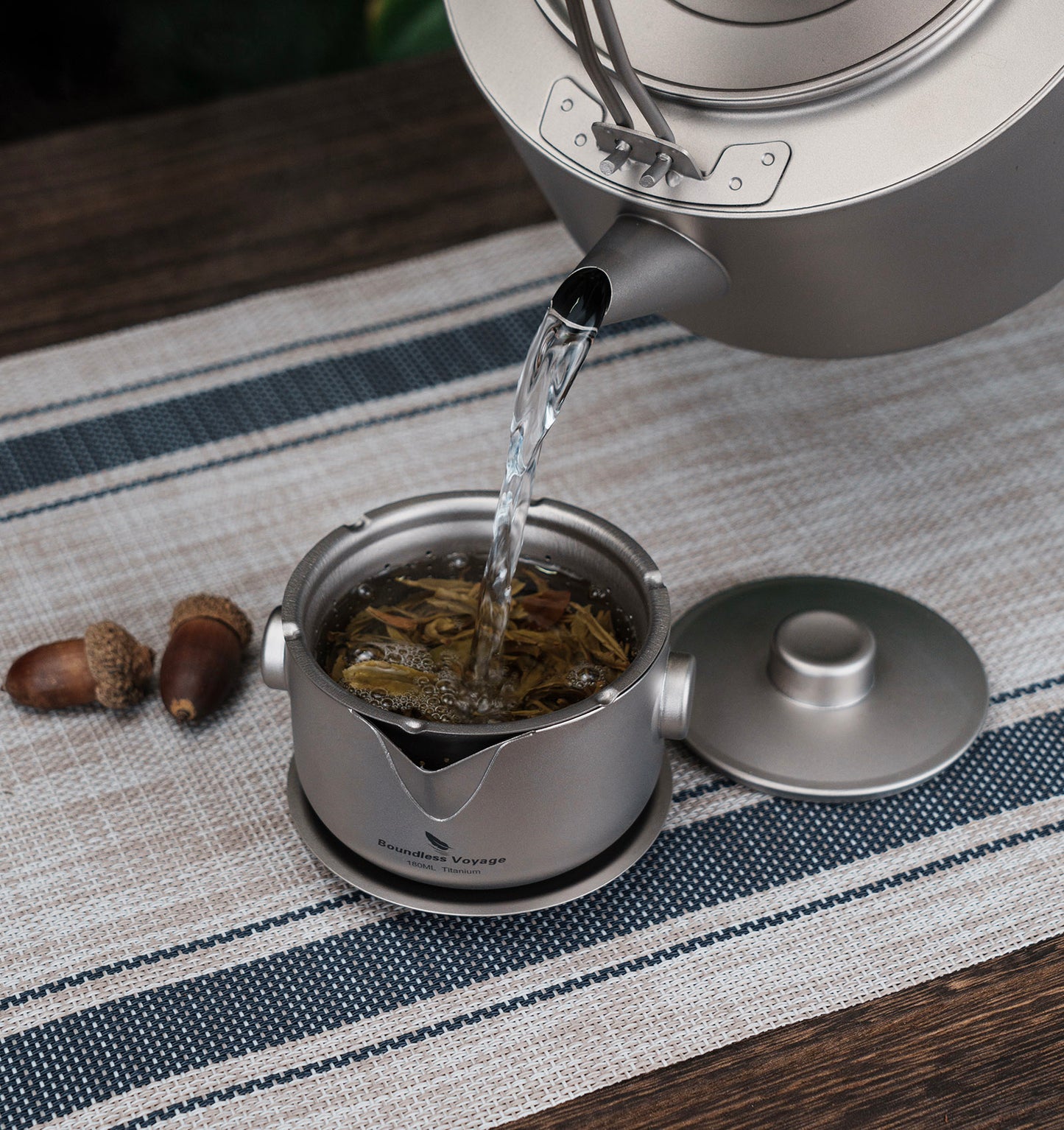Boundless Voyage Titanium Double-Layer Tea Maker with Lid Filter Ultralight Teapot with Double-Walled Anti-scalding Coffee Cup Mug