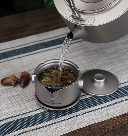 Boundless Voyage Titanium Double-Layer Tea Maker with Lid Filter Ultralight Teapot with Double-Walled Anti-scalding Coffee Cup Mug
