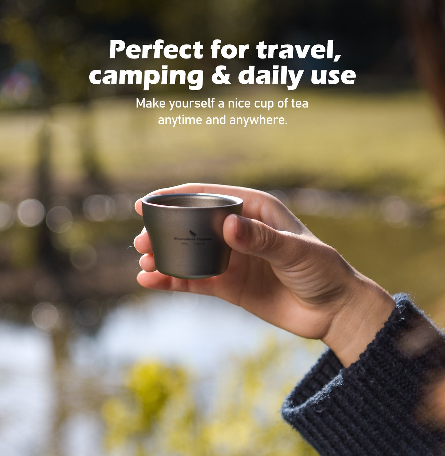 Boundless Voyage 400ml Titanium Double-Layer Tea Maker | Anti-Scald Insulated Teapot with Filter | Lightweight Double-Walled Tea Mug for Camping