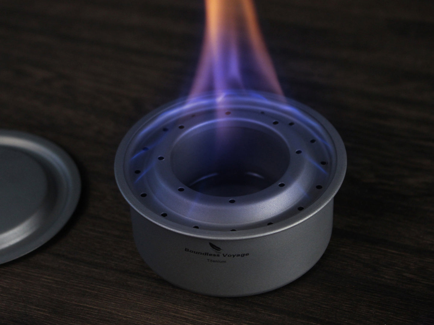 Boundless Voyage TA1 Titanium Camping Alcohol Spirit Stove – Ultralight Outdoor Mini Wood Burner with Pot Stand for Hiking, Backpacking & Survival