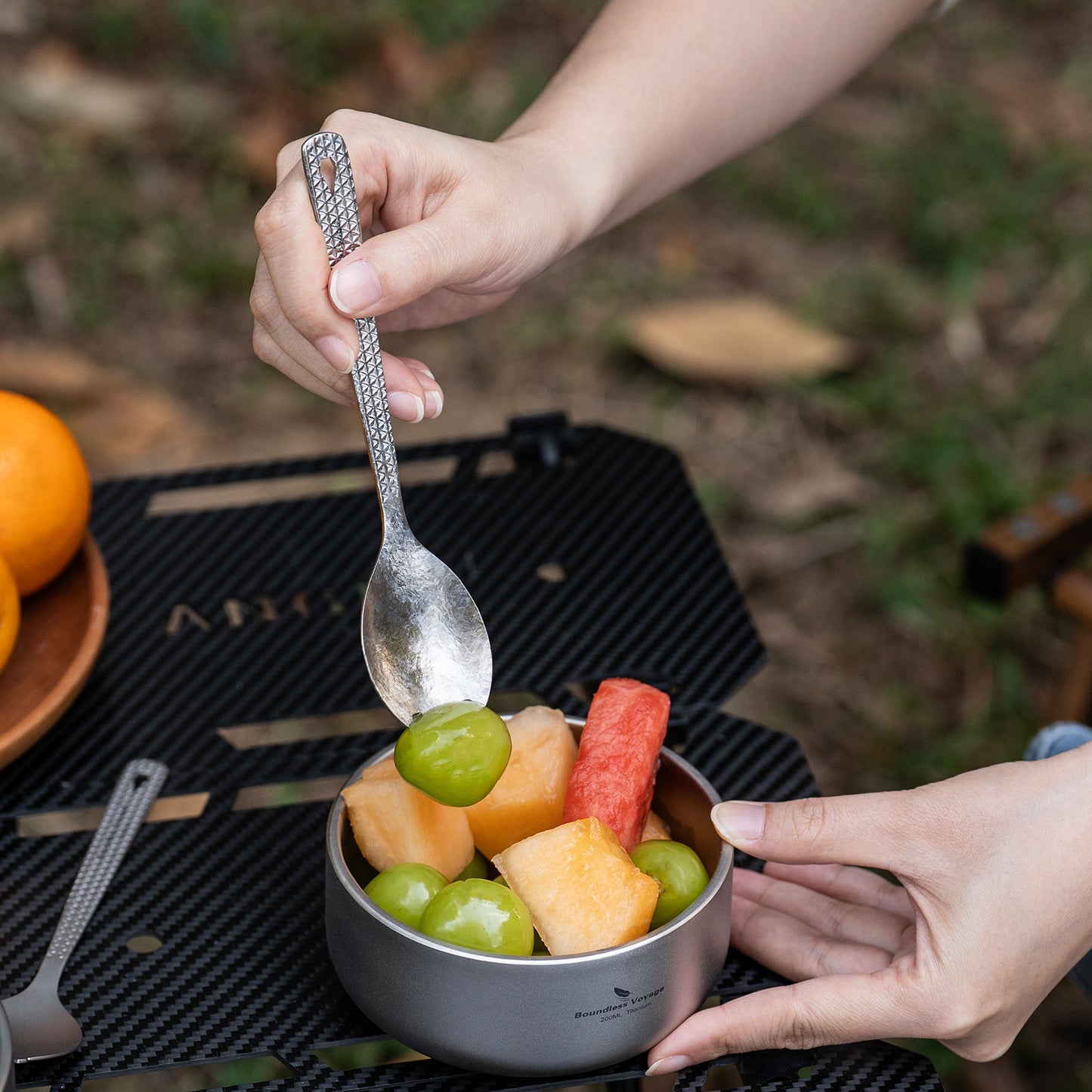 Boundless Voyage Titanium Chopsticks & 2-in-1 Spork Set Camping Cutlery Lightweight Travel Utensils Portable Outdoor Hiking Backpacking Faltware, Dishwasher Safe, No Coating with Storage Bag