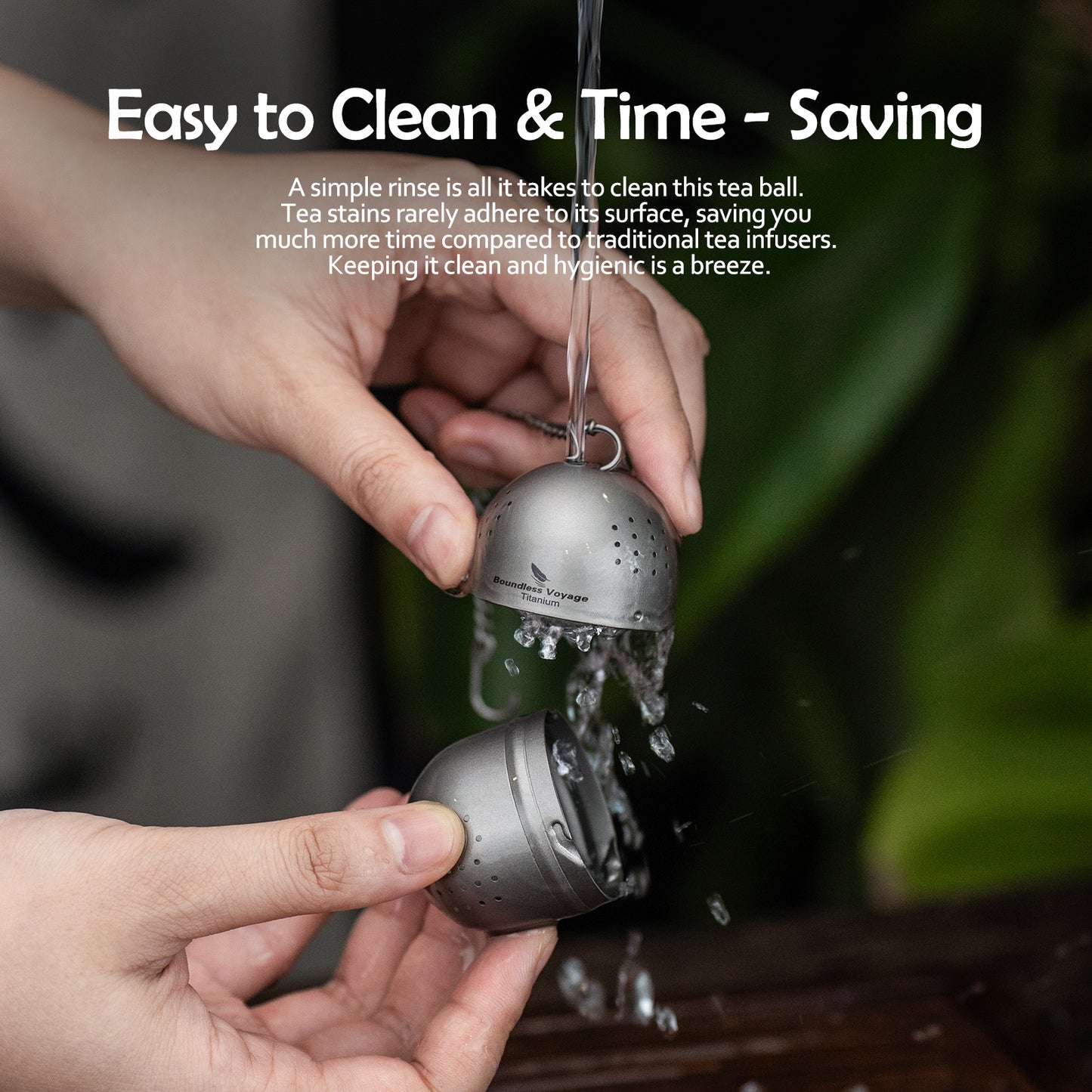 Boundless Voyage Titanium Tea Ball Infuser  Ultralight Tea Strainer with Extended Chain for Loose Tea  Spices