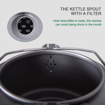 Titanium 1L Kettle with Folding Handle Filter Ultralight Big Capacity Pot For Outdoor Camping