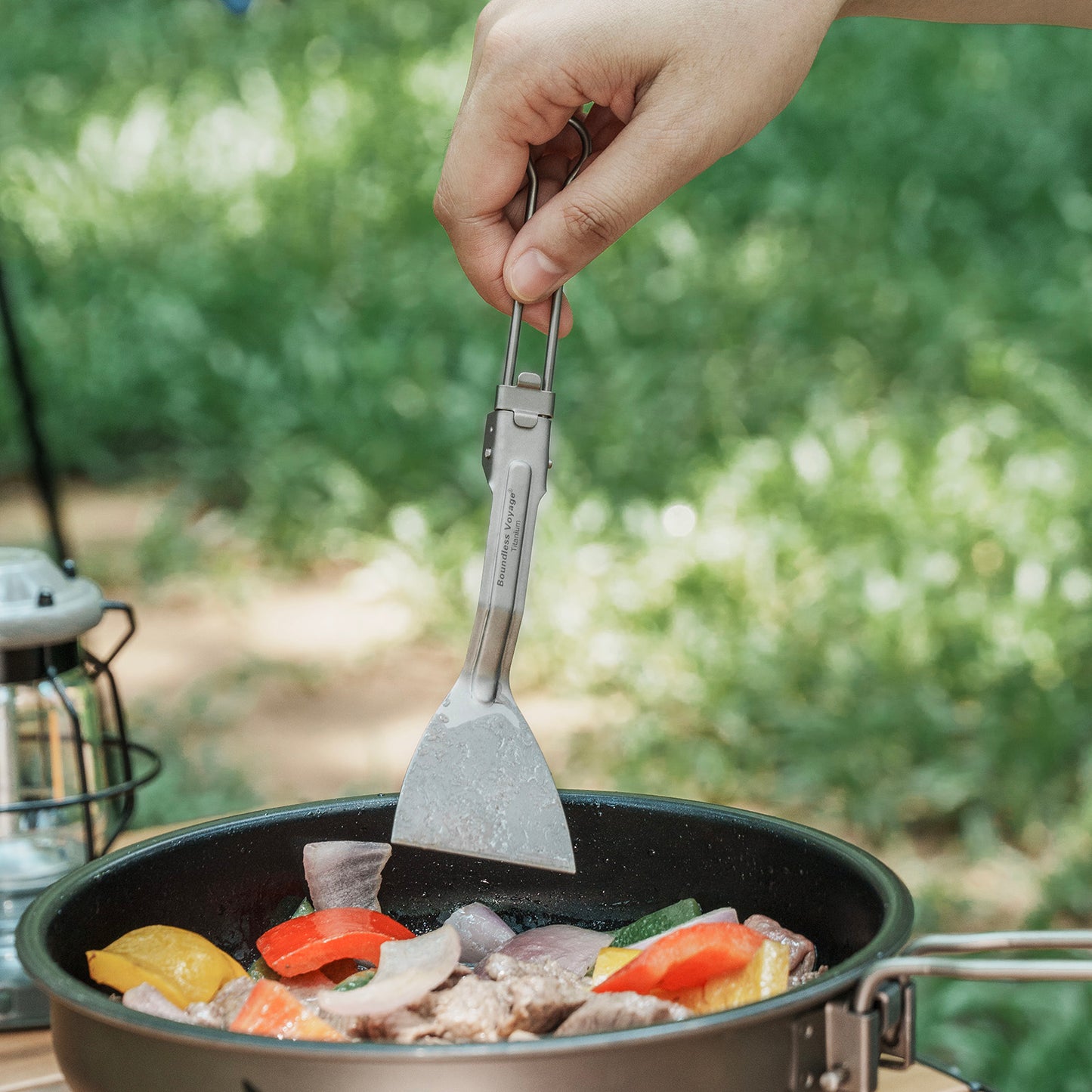 Boundless Voyage Titanium Folding Cooking Spatula – Ultralight Beefsteak Frying Shovel for Outdoor & Home Kitchen Use