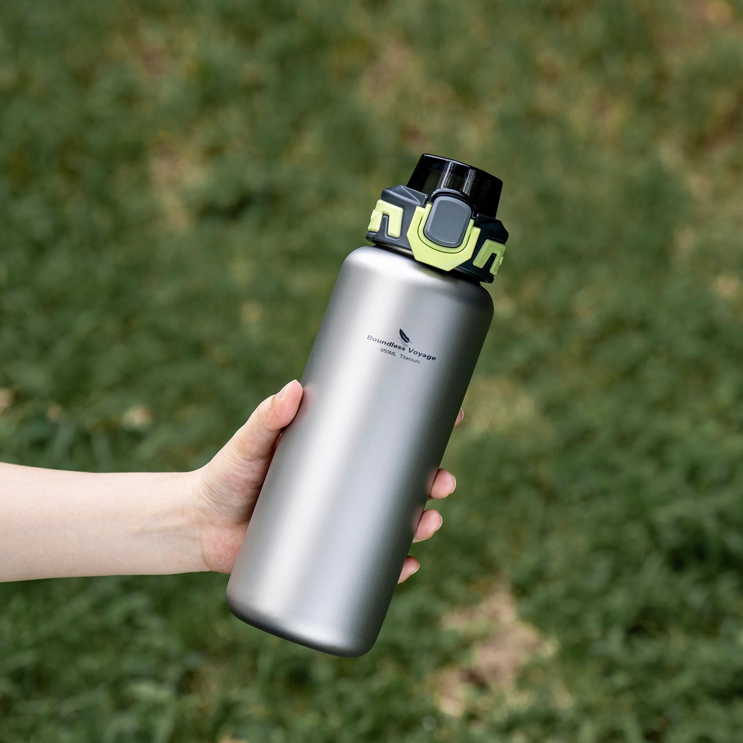 Boundless Voyage 950ml Titanium Water Bottle with Lids – TA1 Ultralight Wide Mouth Canteen for Hiking, Camping & Travel