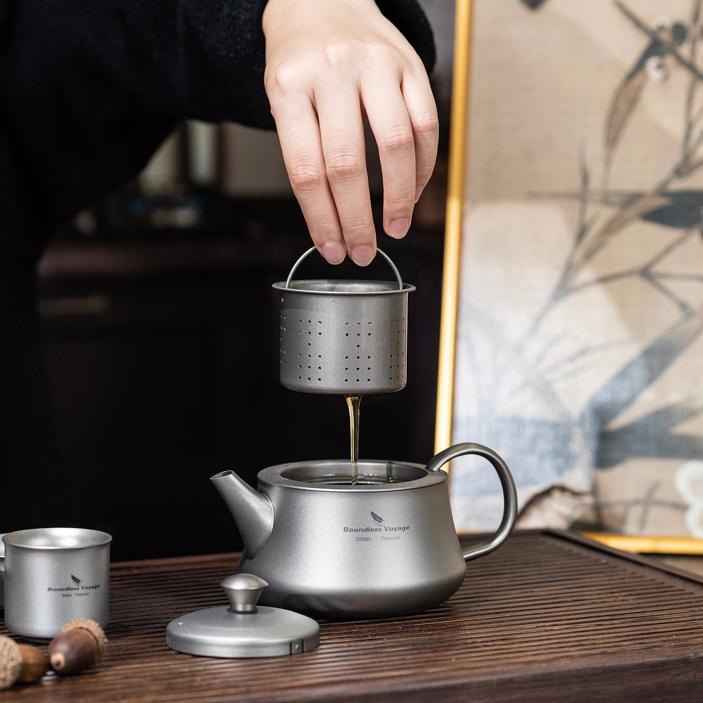 Boundless Voyage 300ml TA1 Titanium Mini Kettle – Ultralight Portable Coffee & Tea Pot for Camping, Hiking & Travel