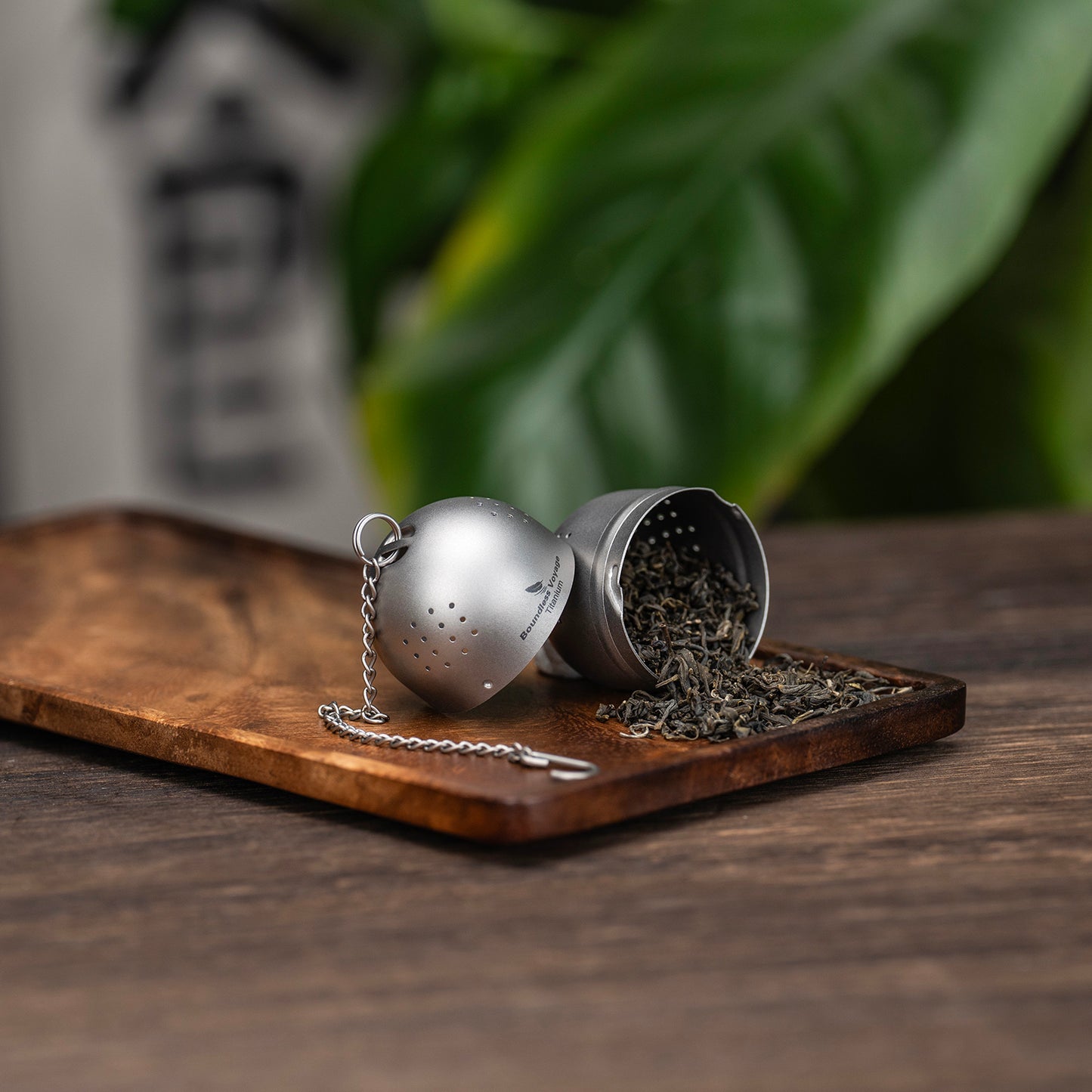 Boundless Voyage Titanium Tea Ball Infuser  Ultralight Tea Strainer with Extended Chain for Loose Tea  Spices