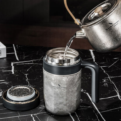 Boundless Voyage 700ml Titanium Double-Walled Cup Insulated Water Cup with Lid & Filter Portable Reusable Travel Coffee Mug for Hot and Cold Beverages