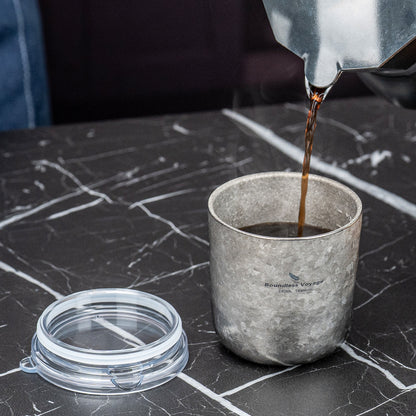 Boundless Voyage Titanium Double-Walled Coffee Cup with Lid Wine Tea Water Mug 240ml