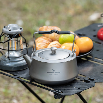 Boundless Voyage 800ML Titanium Kettle with Filter & Folding Handle Ultralight Teapot Outdoor Camping Water Jug for Loose Tea Ti3093D