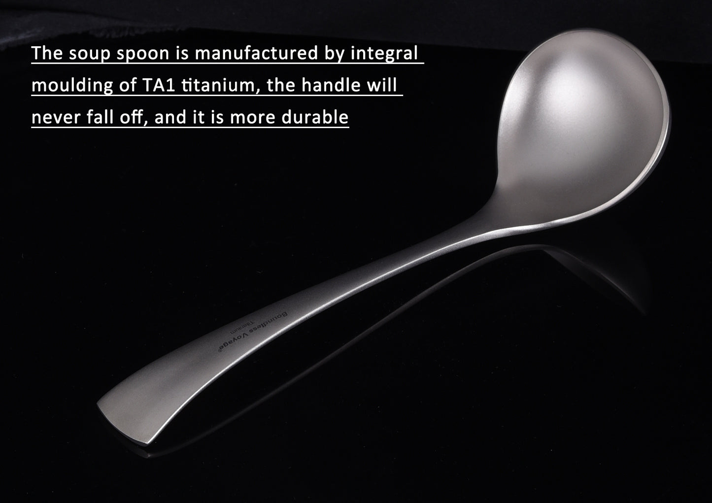 Boundless Voyage Titanium Soup Spoon – Long Handle Deep Bowl Ladle for Soup, Stew, Sauce & Cooking