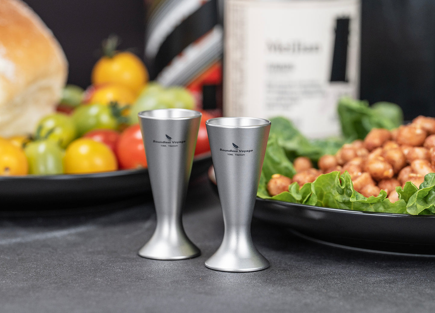 Boundless Voyage Titanium Mini Shot Glass Set | Ultralight Whiskey & Tequila Cups | Small Portable Outdoor Drinking Cups