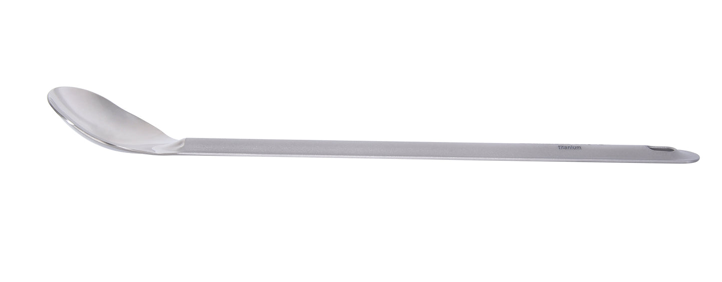 Boundless Voyage Titanium Long Handle Spoon Spork with Hook Outdoor Camping Ultralight  Straight Handle Polished Cutlery Tableware