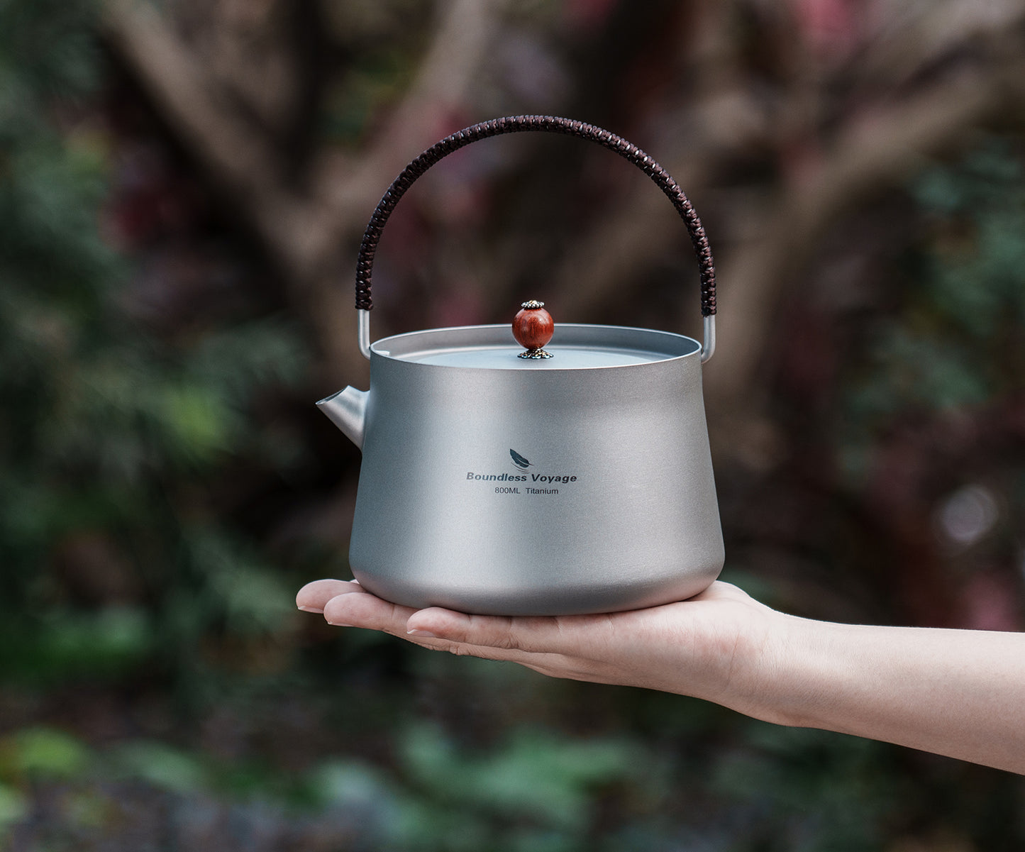 Boundless Voyage 800ml Titanium Camping Kettle with Filter – Ultralight TA1 Teapot & Coffee Pot with Folding Handle for Hiking, Backpacking & Outdoor Brewing