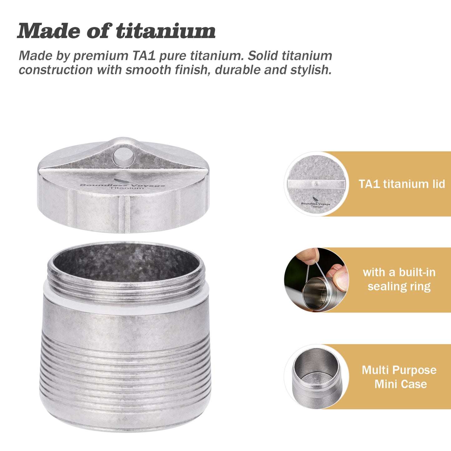 Boundless Voyage Titanium Pill Container – Waterproof Airtight Pill Box with Lanyard for Travel, EDC & Daily Use