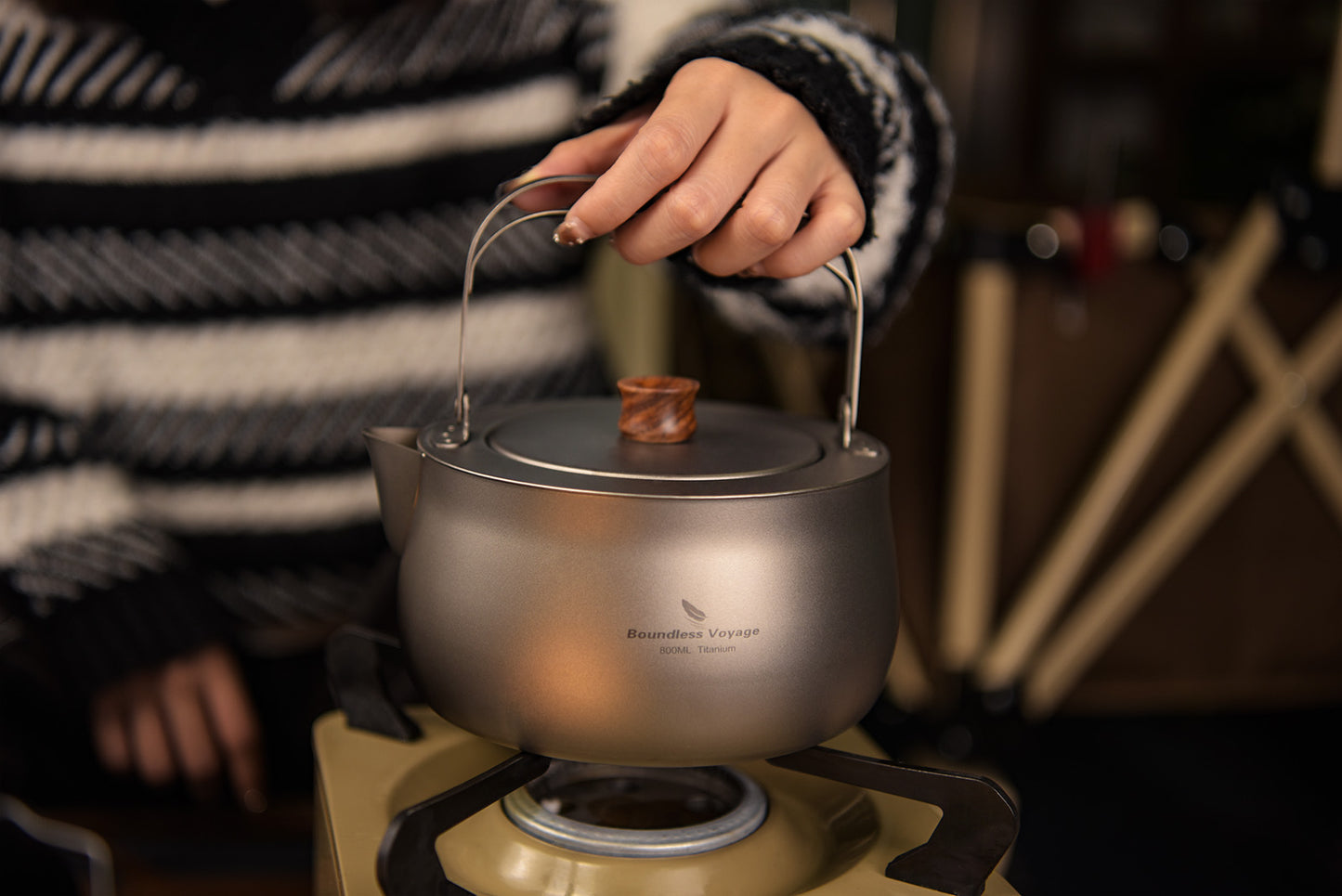 Boundless Voyage Titanium Kettle With Folding Handle Filter Outdoor Camping Teapot Coffee Jug Pot 800ml