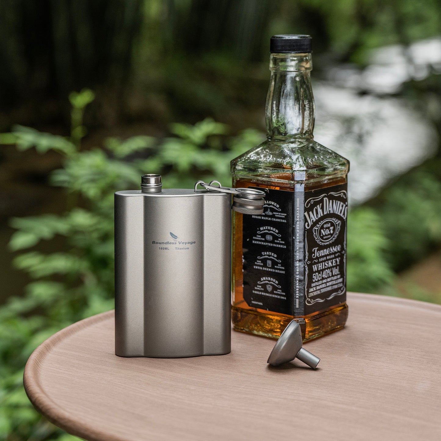 Boundless Voyage 180ml Titanium Hip Flask | Ultralight 6oz Pocket Whiskey Bottle | Leakproof & BPA-Free Liquor Flask for Camping, Hiking, Travel & Groomsmen Gifts