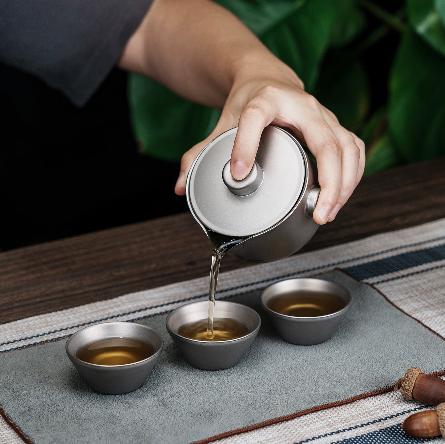 Boundless Voyage Titanium Double-Layer Tea Maker with Lid Filter Ultralight Teapot with Double-Walled Anti-scalding Coffee Cup Mug