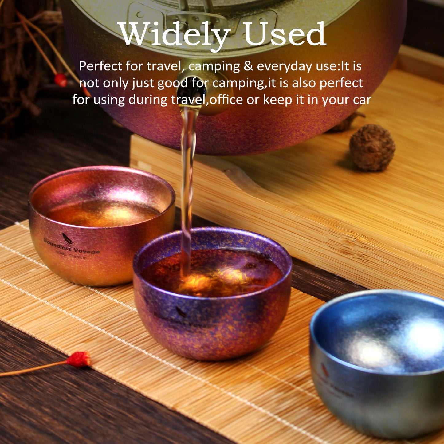 Boundless Voyage Titanium Double Layer Golden Cup Anti-scalding Colorful Teacup Wide Mouth Wine Tea Mug Drinkware