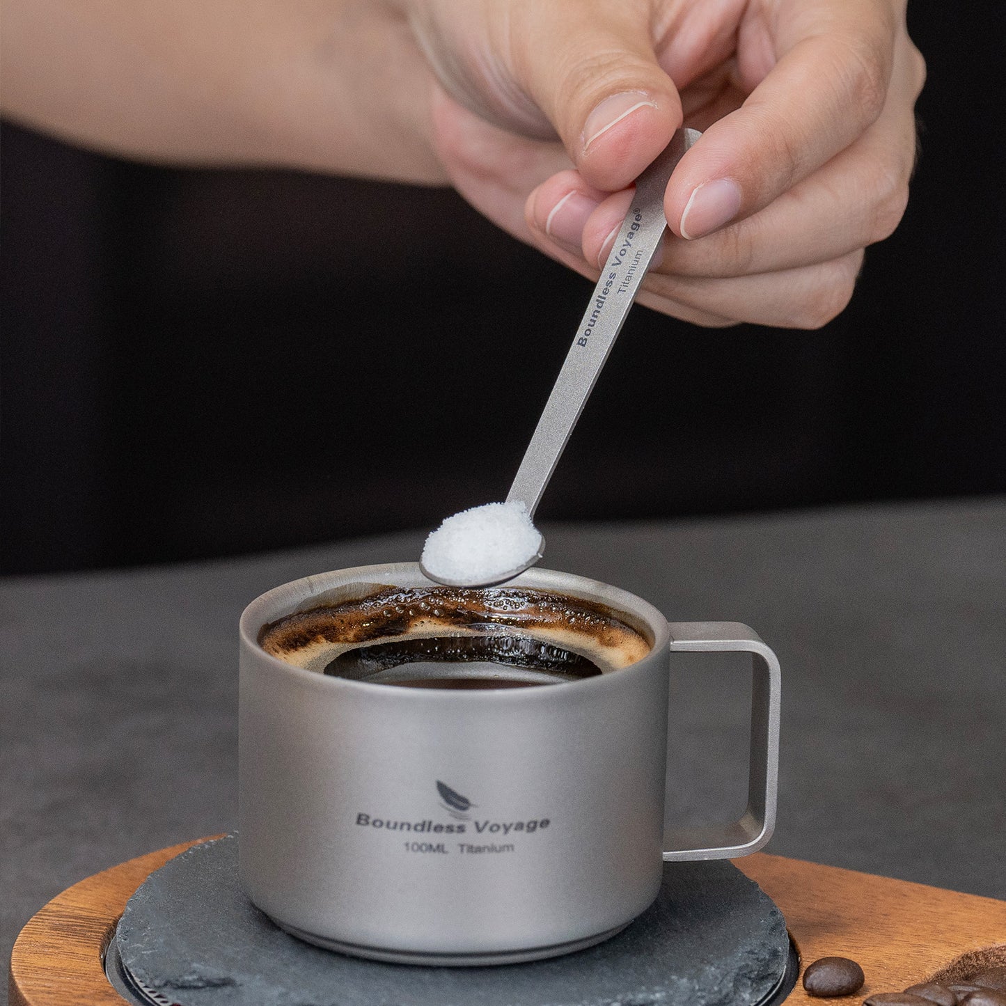 Boundless Voyage TA1 Titanium Mini Coffee Spoon – Ultralight Small Spoon for Dessert, Tea, Sugar & Jam | Perfect for Parties & Travel