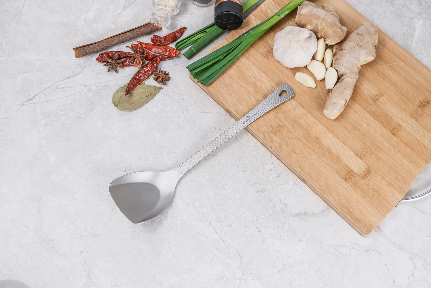 Boundless Voyage Titanium Spatula Food Turner with Embossed Handle – Lightweight Cooking Utensil for Camping, Travel & Home Kitchen