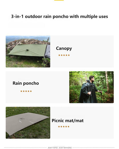 3-in-1 Multifunctional Tactical Rain Poncho for Adults | Waterproof & Breathable | Cycling, Hiking, Camping, and Outdoor Use