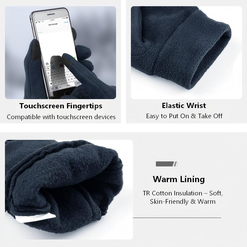 Winter Fleece Gloves– Thick Double-Layer Fleece Thermal Gloves for Men & Women, Warm for Skiing, Cycling & Outdoor Use