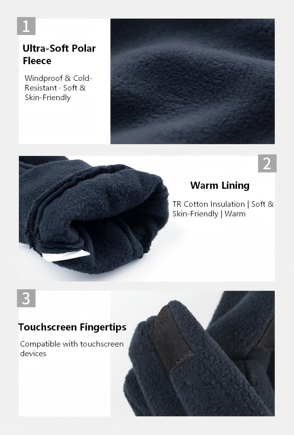 Winter Fleece Gloves– Thick Double-Layer Fleece Thermal Gloves for Men & Women, Warm for Skiing, Cycling & Outdoor Use