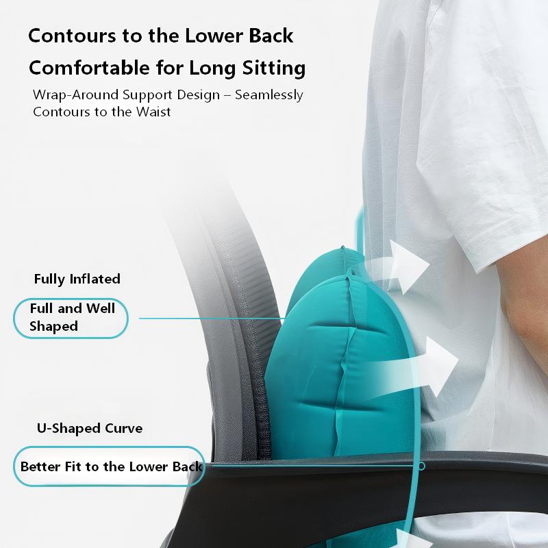 Push-Button Inflatable Travel Pillow - Ergonomic Neck Support, Soft Flocking, Compact & Portable