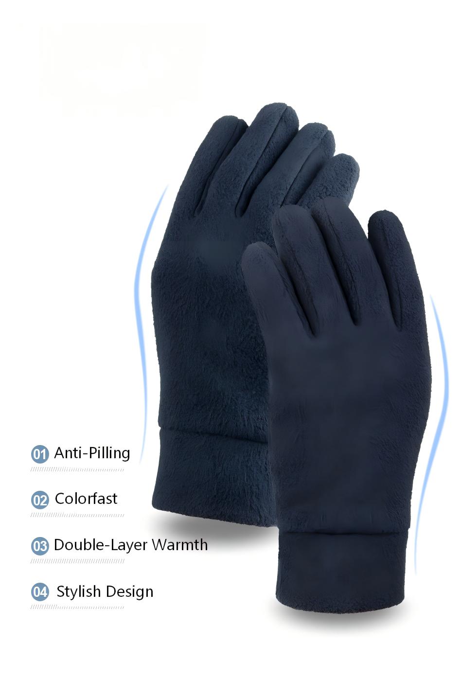 Winter Fleece Gloves– Thick Double-Layer Fleece Thermal Gloves for Men & Women, Warm for Skiing, Cycling & Outdoor Use
