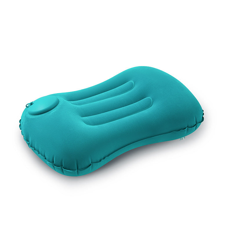 Push-Button Inflatable Travel Pillow - Ergonomic Neck Support, Soft Flocking, Compact & Portable