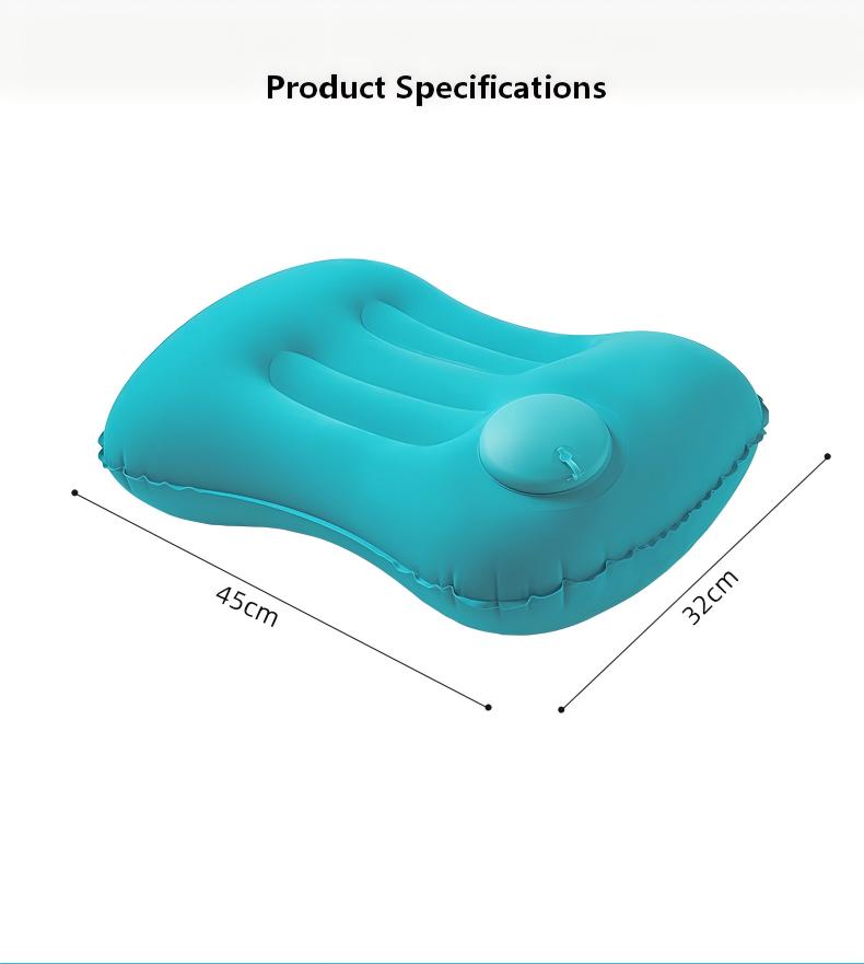 Push-Button Inflatable Travel Pillow - Ergonomic Neck Support, Soft Flocking, Compact & Portable