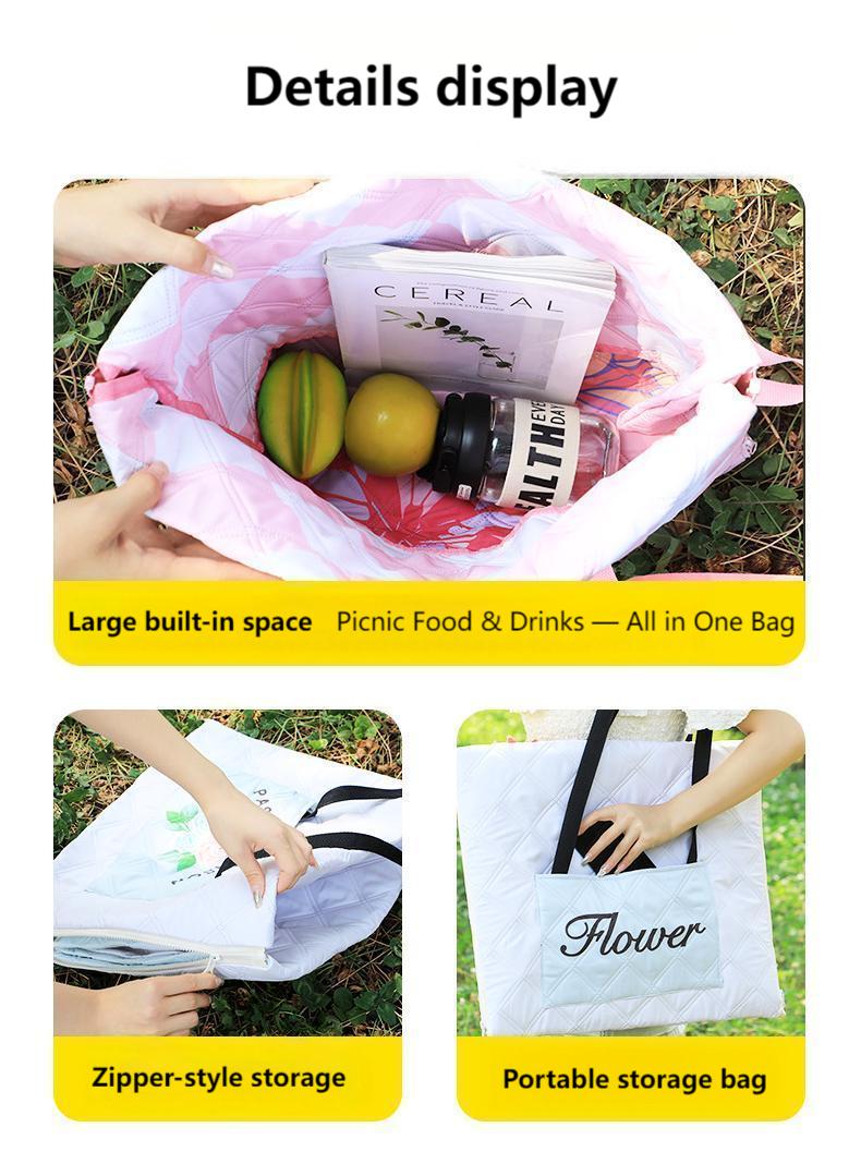 Foldable Picnic Blanket Backpack | Portable Outdoor Mat with Zipper | Waterproof & Moisture-Proof