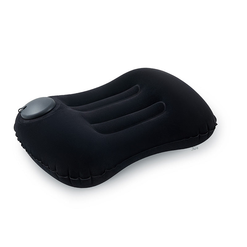 Push-Button Inflatable Travel Pillow - Ergonomic Neck Support, Soft Flocking, Compact & Portable