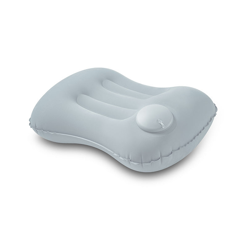 Push-Button Inflatable Travel Pillow - Ergonomic Neck Support, Soft Flocking, Compact & Portable