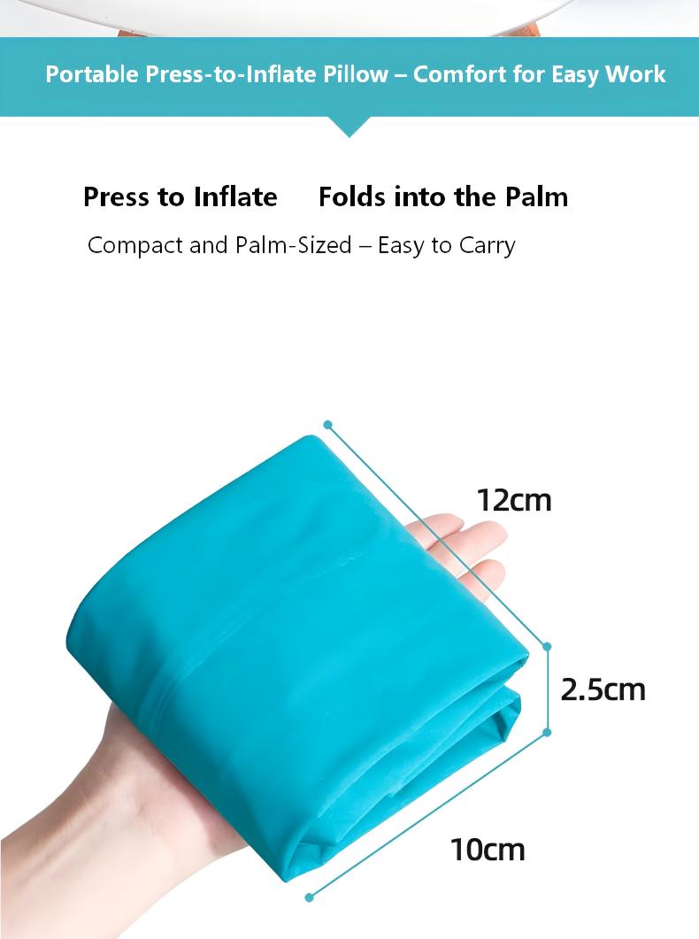 Push-Button Inflatable Travel Pillow - Ergonomic Neck Support, Soft Flocking, Compact & Portable