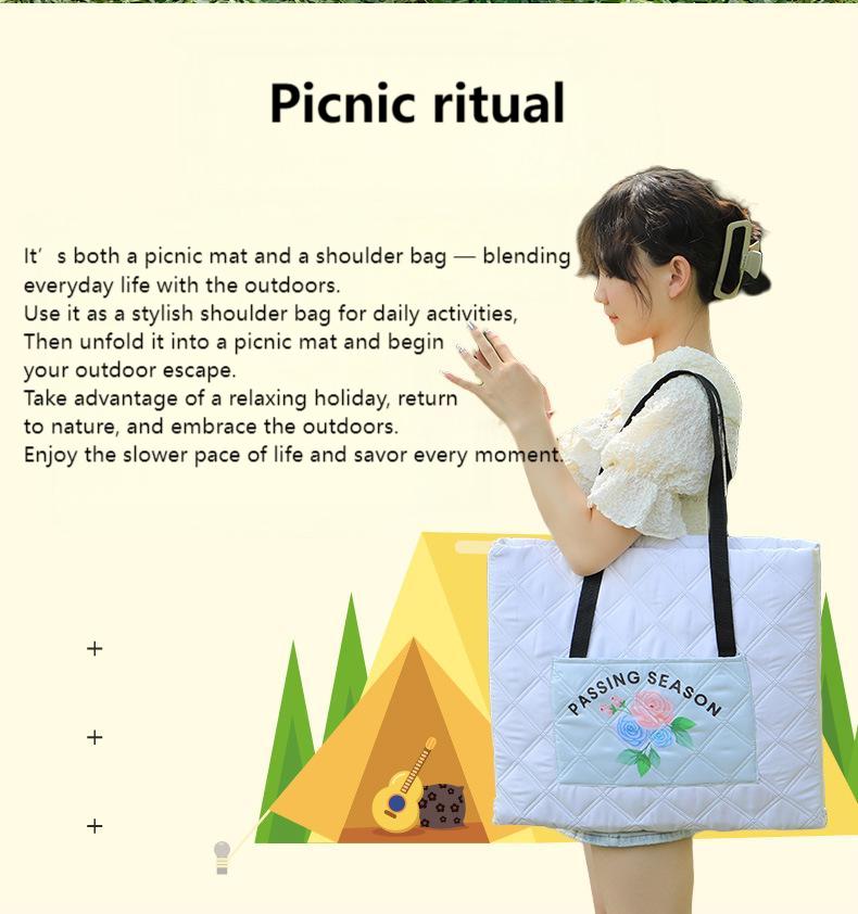 Foldable Picnic Blanket Backpack | Portable Outdoor Mat with Zipper | Waterproof & Moisture-Proof