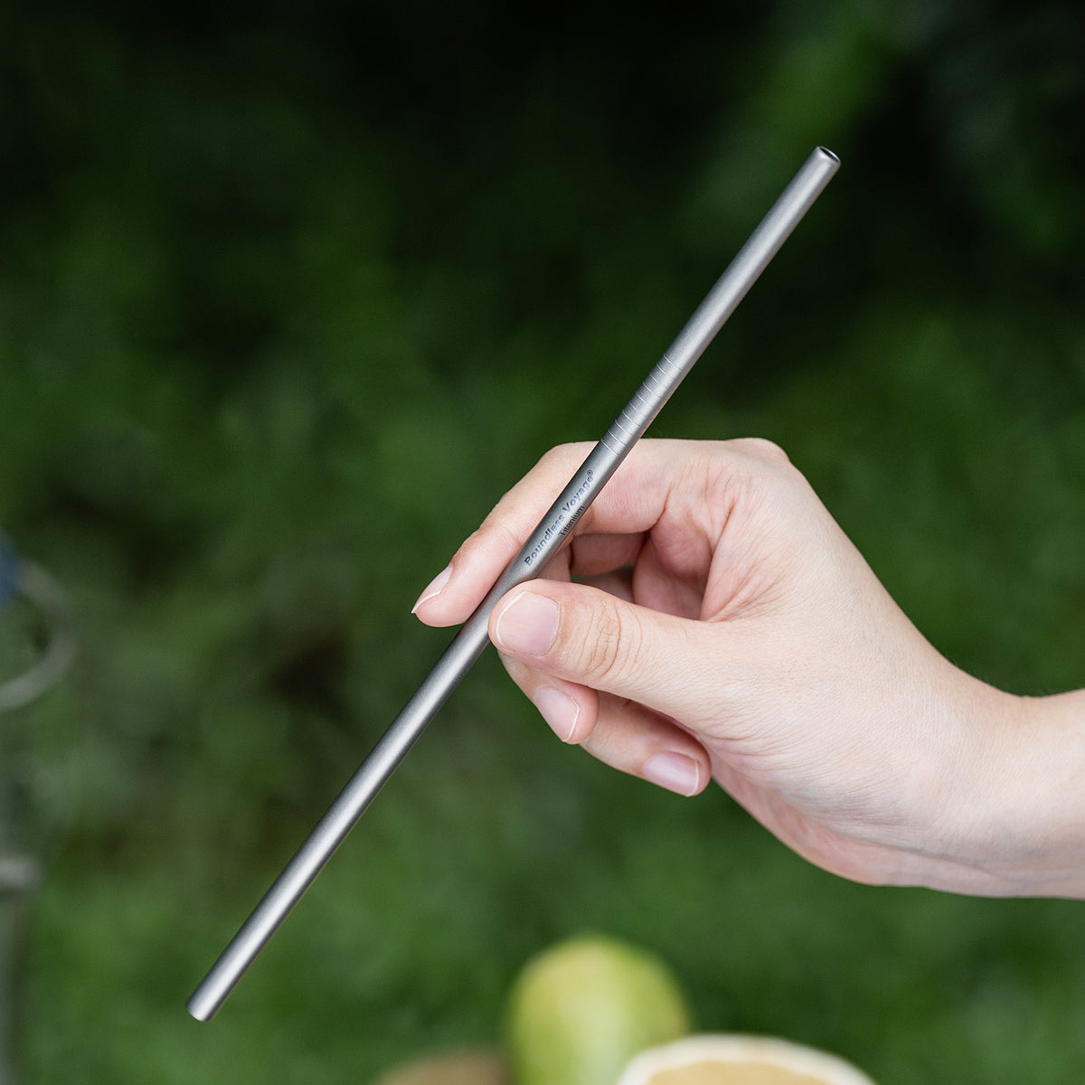 Boundless Voyage Titanium Straw 215mm – TA1 Pure Titanium Reusable Straight Straw with Cleaning Brush & Carry Bag
