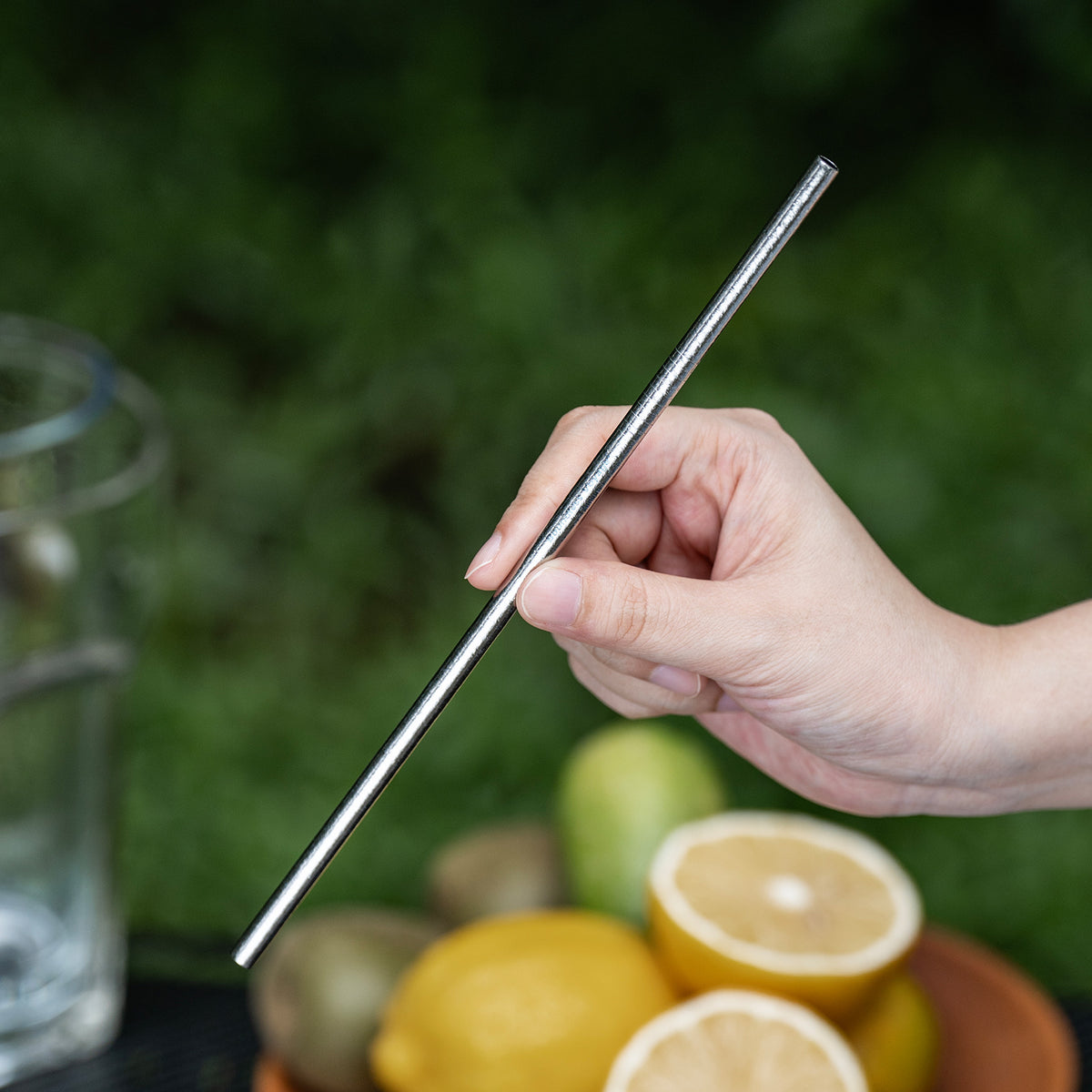 Boundless Voyage Titanium Straw 215mm – TA1 Pure Titanium Reusable Straight Straw with Cleaning Brush & Carry Bag