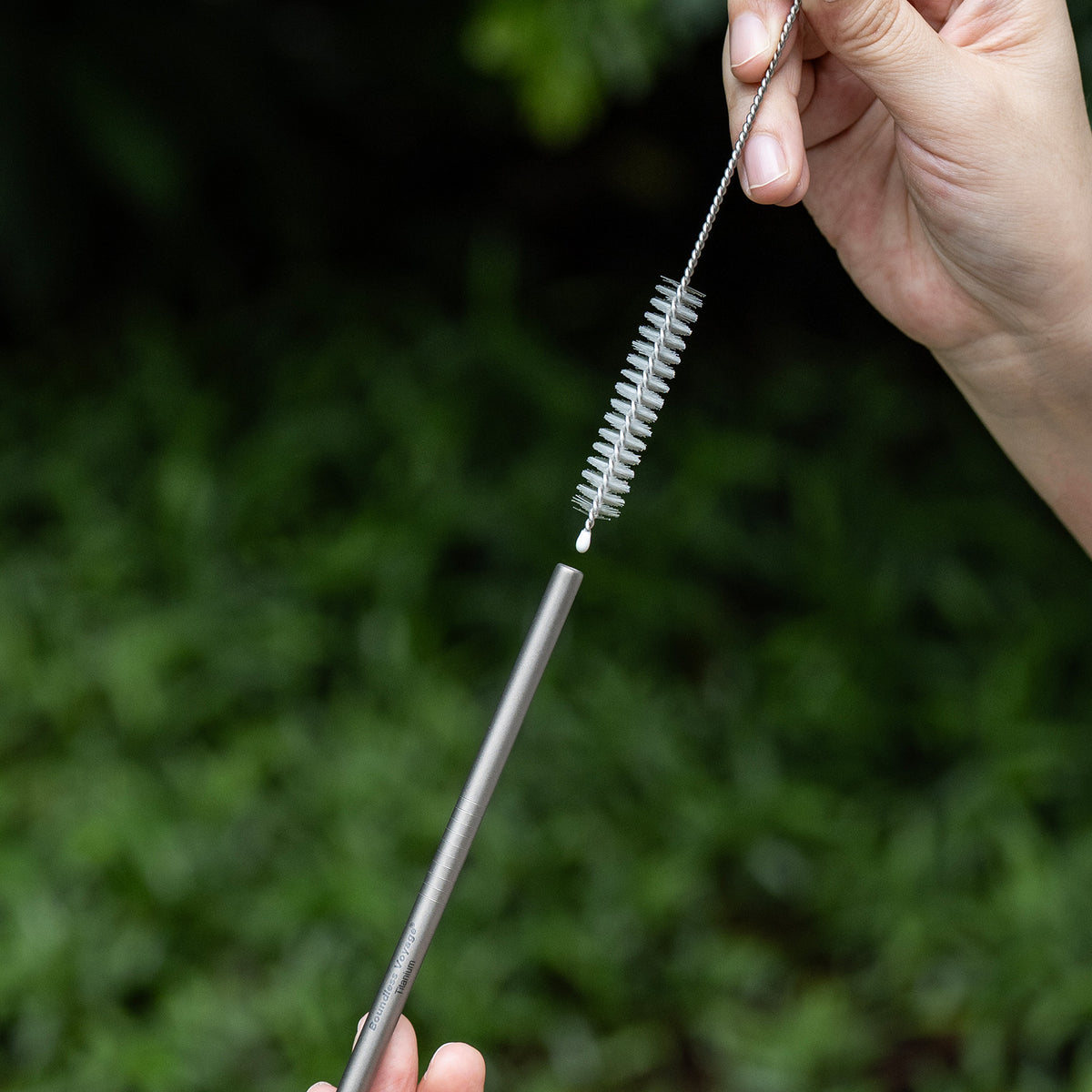 Boundless Voyage Titanium Straw 215mm – TA1 Pure Titanium Reusable Straight Straw with Cleaning Brush & Carry Bag