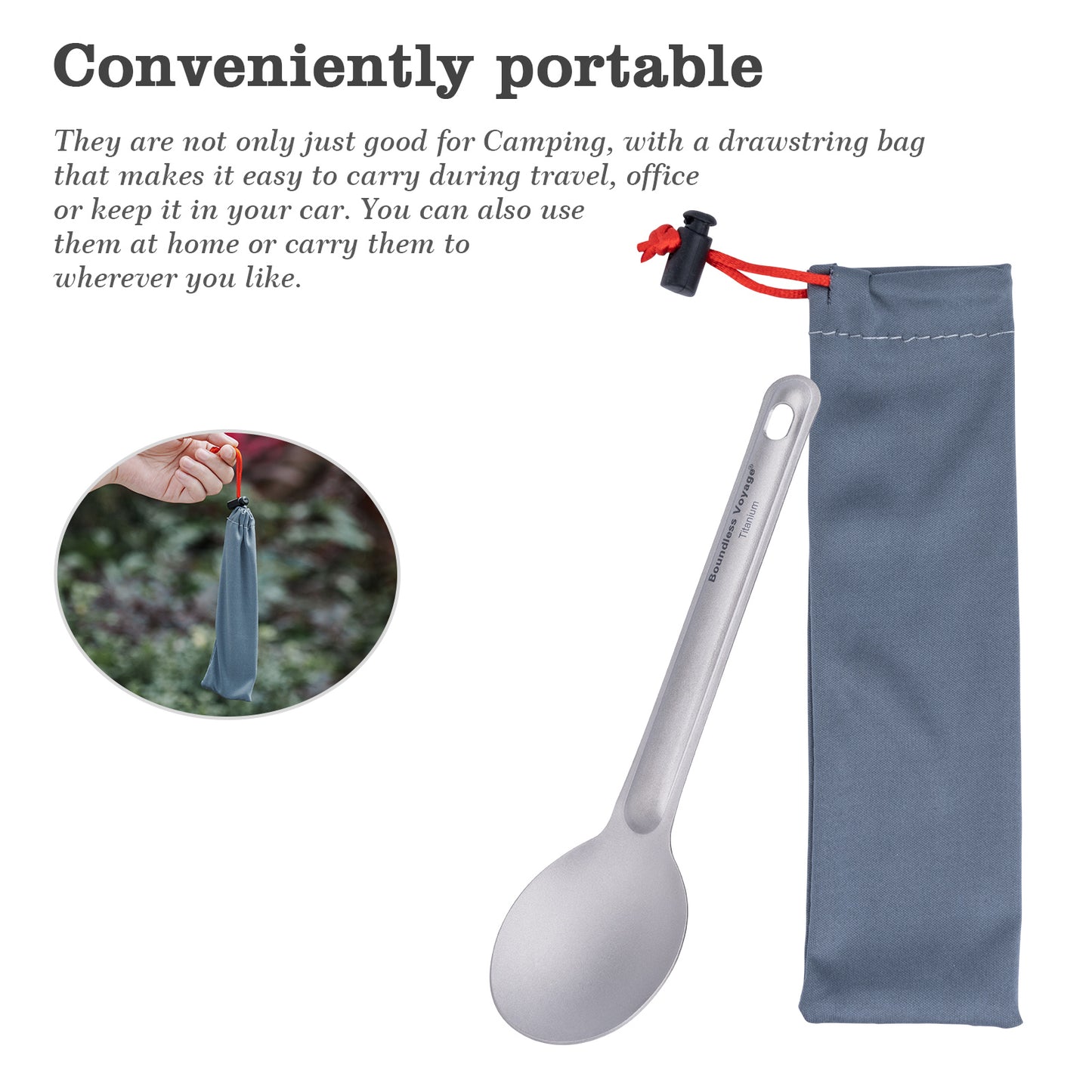 Boundless Voyage Titanium Spoon | Ultralight Camping & Outdoor Cooking Utensil | Portable Kitchen Tableware