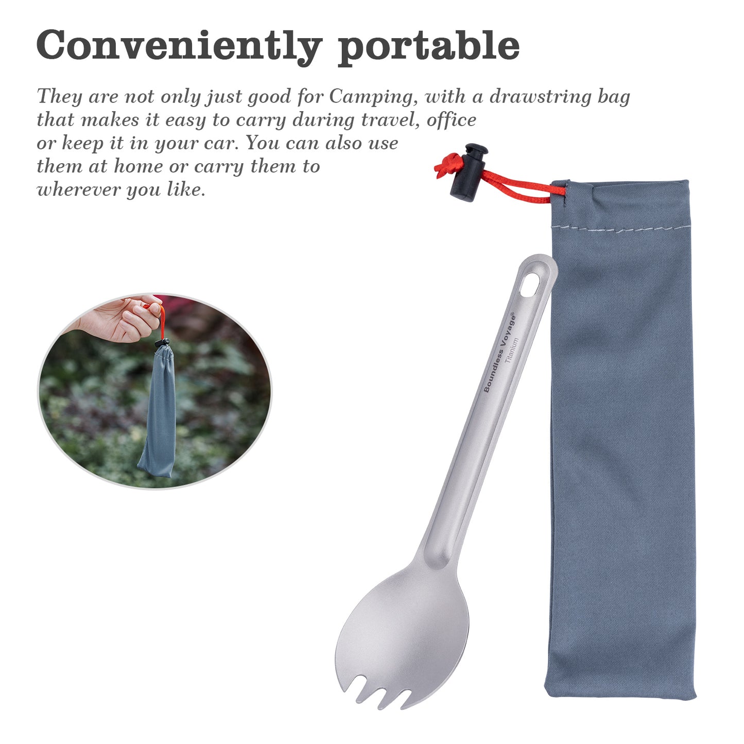 Boundless Voyage Titanium Spoon | Ultralight Camping & Outdoor Cooking Utensil | Portable Kitchen Tableware
