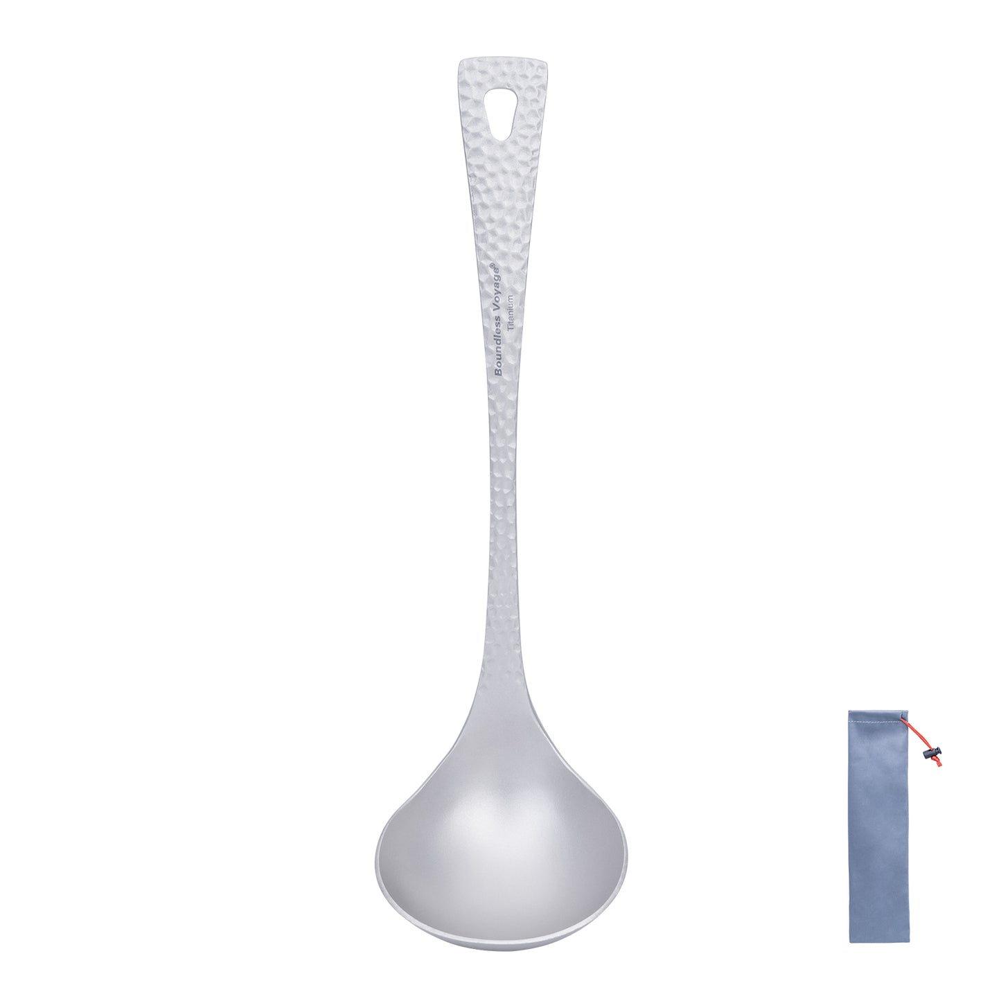 Boundless Voyage Titanium Soup Spoon – Ultralight Camping Spoon with Embossed Handle for Hiking & Outdoor Dining