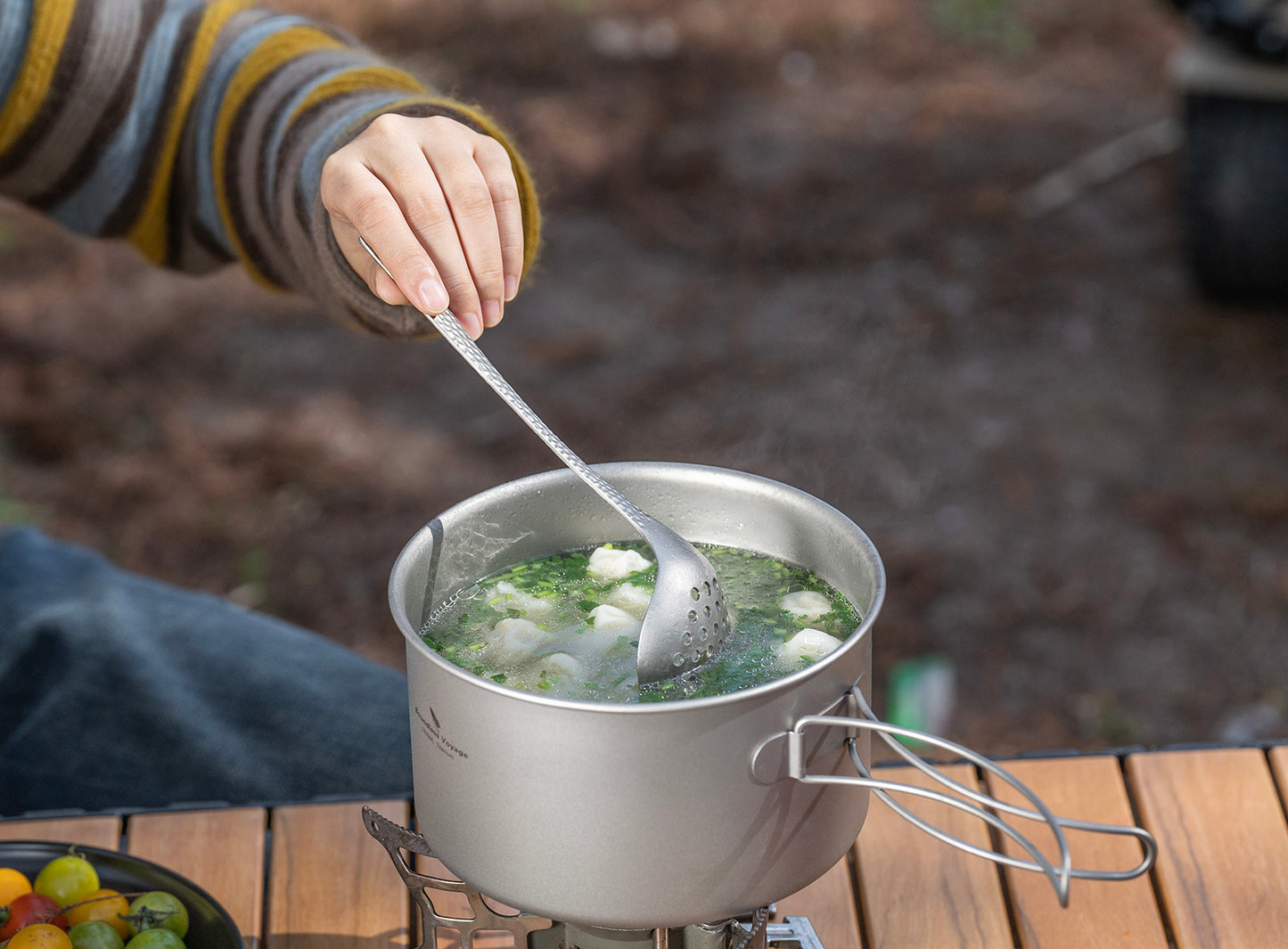 Boundless Voyage Titanium Skimmer Spoon – Ultralight Camping Slotted Spoon for Cooking, Frying & Outdoor Dining