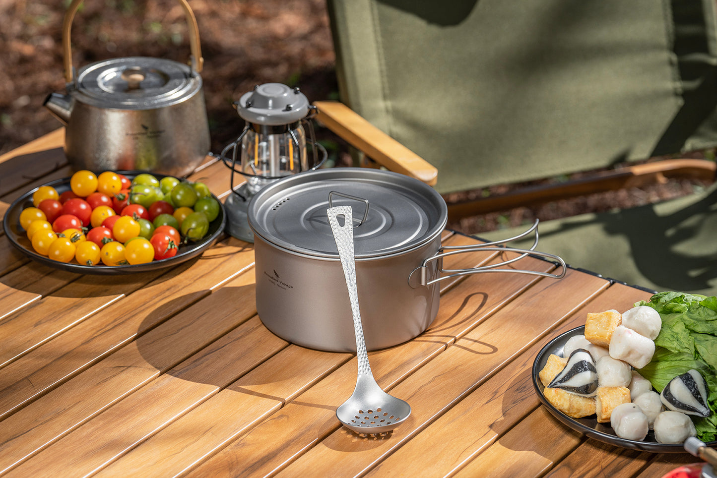 Boundless Voyage Titanium Skimmer Spoon – Ultralight Camping Slotted Spoon for Cooking, Frying & Outdoor Dining