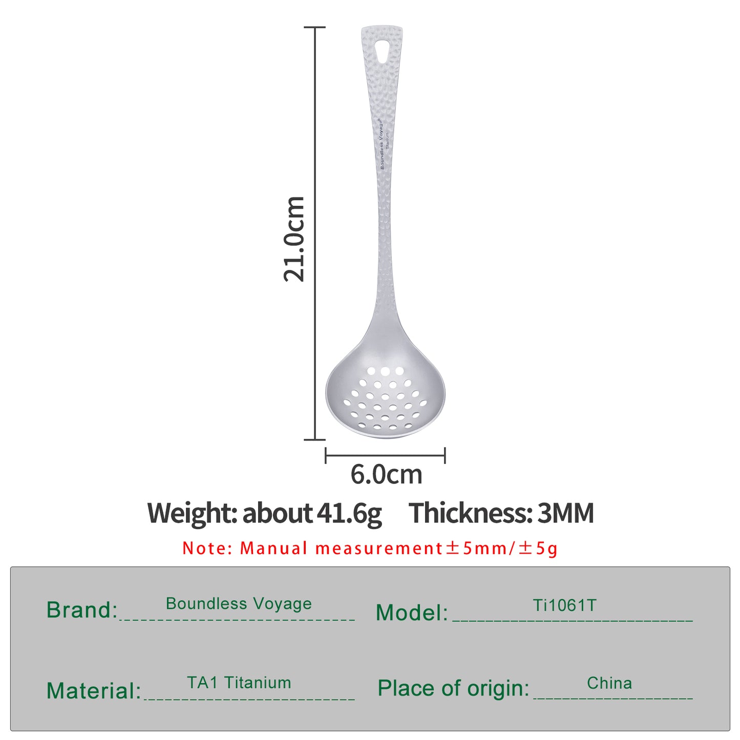 Boundless Voyage Titanium Skimmer Spoon – Ultralight Camping Slotted Spoon for Cooking, Frying & Outdoor Dining