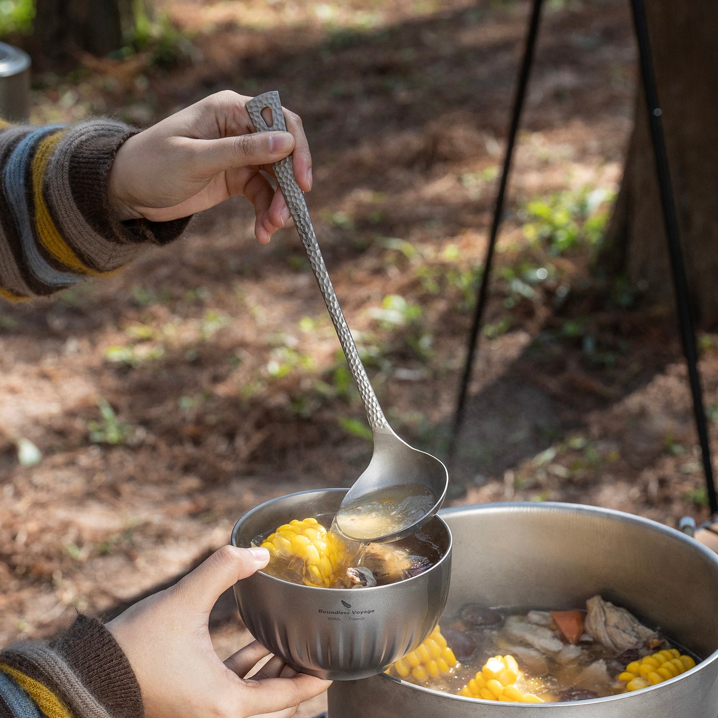Boundless Voyage Titanium Ladle – Durable Long Handle Soup Spoon for Cooking, Gravy, Sauces & Outdoor Use
