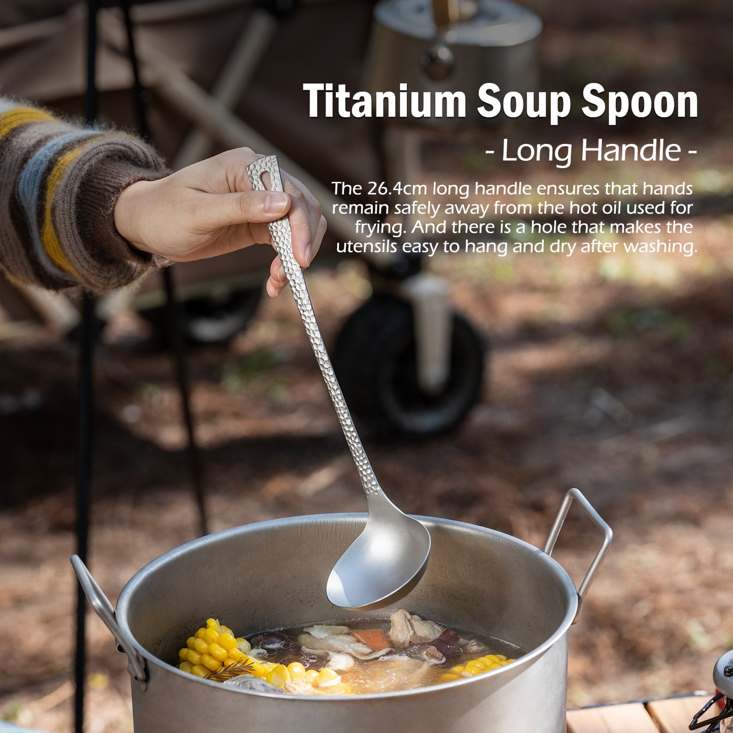 Boundless Voyage Titanium Ladle – Durable Long Handle Soup Spoon for Cooking, Gravy, Sauces & Outdoor Use